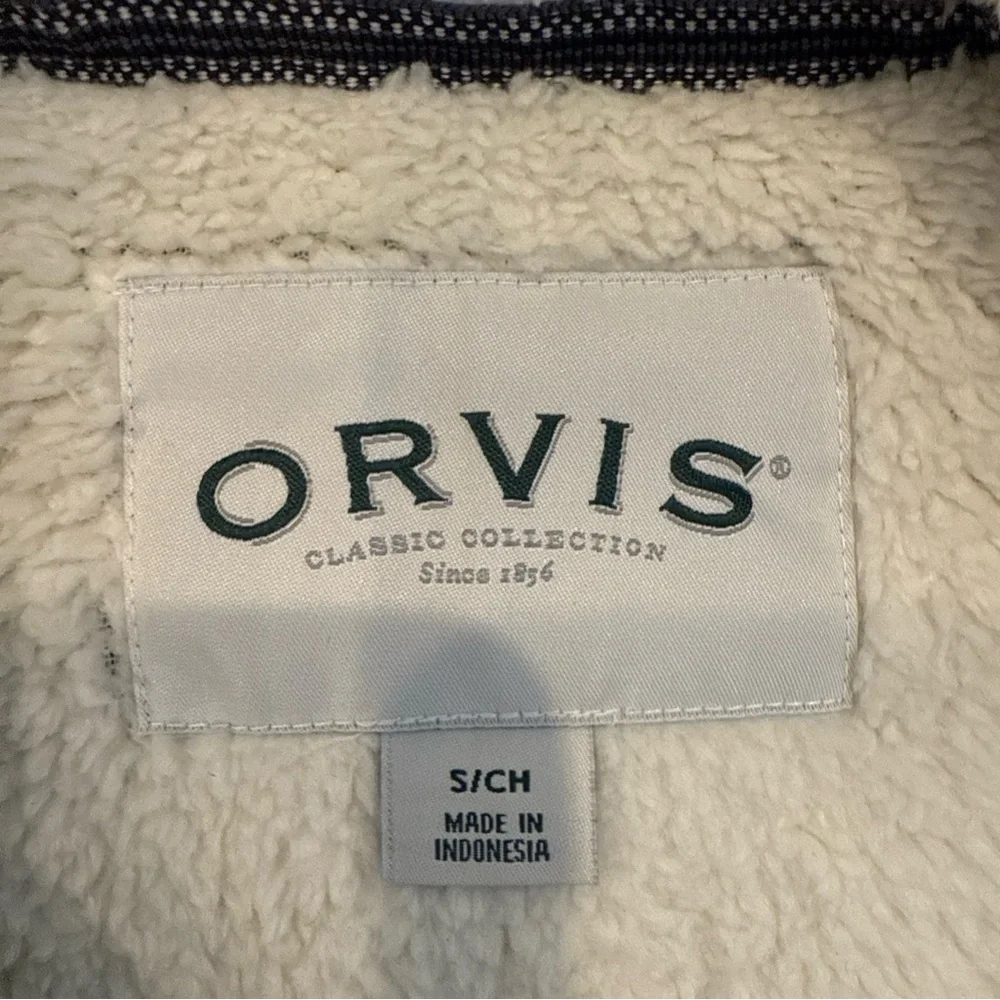 Orvis Black Gray Sherpa Lined 1/4 Zip Pullover Men's Small with Pockets - Picture 6 of 9